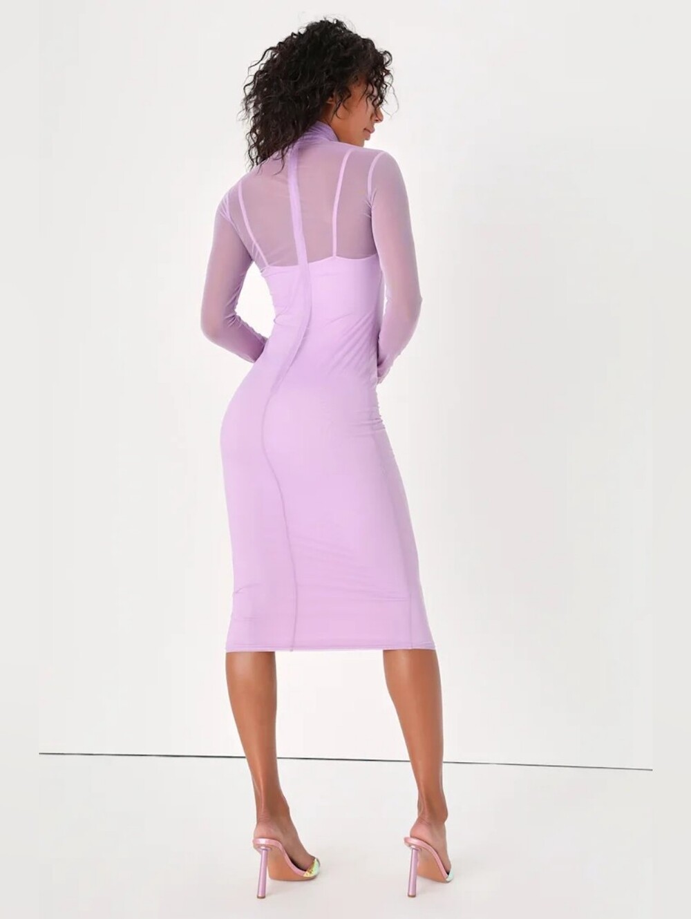 Lulus Lavender Mesh Midi Dress • Size Medium • NWT - Picture 4 of 5